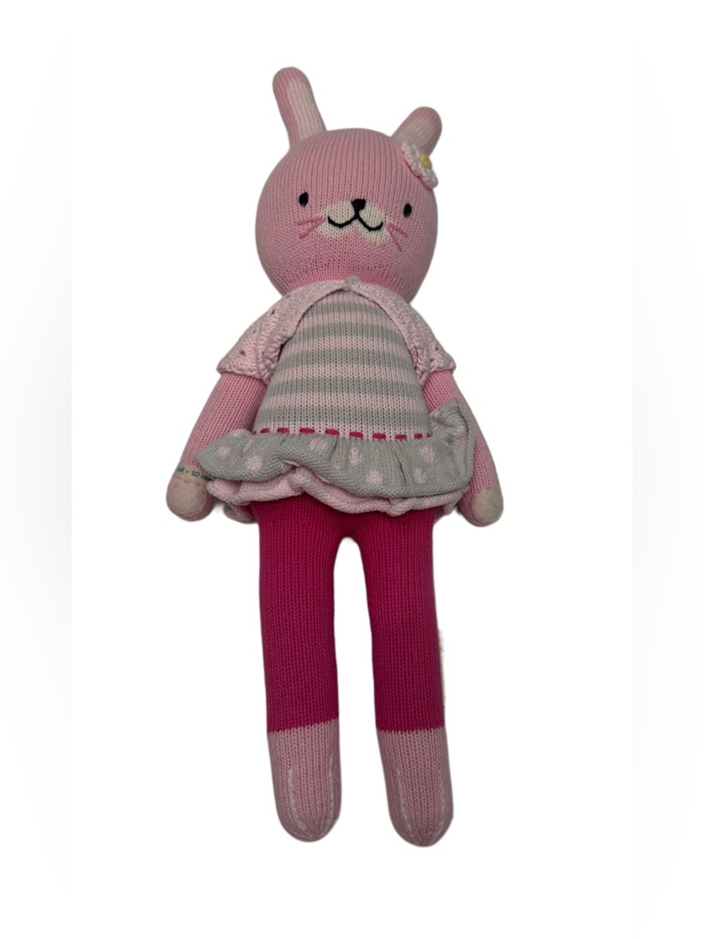 Cuddle + Kind Plush Knit Chloe Bunny Stuffed Animal 24" rabbit doll pink